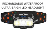 Headlamp - 1200 Lumen Super Bright, Rechargeable